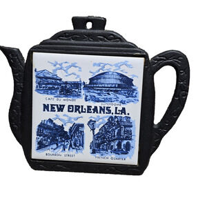 New Orleans Commemorative Tile Vintage 4" X 4" Trivet Kitchen Hotplate Kettle